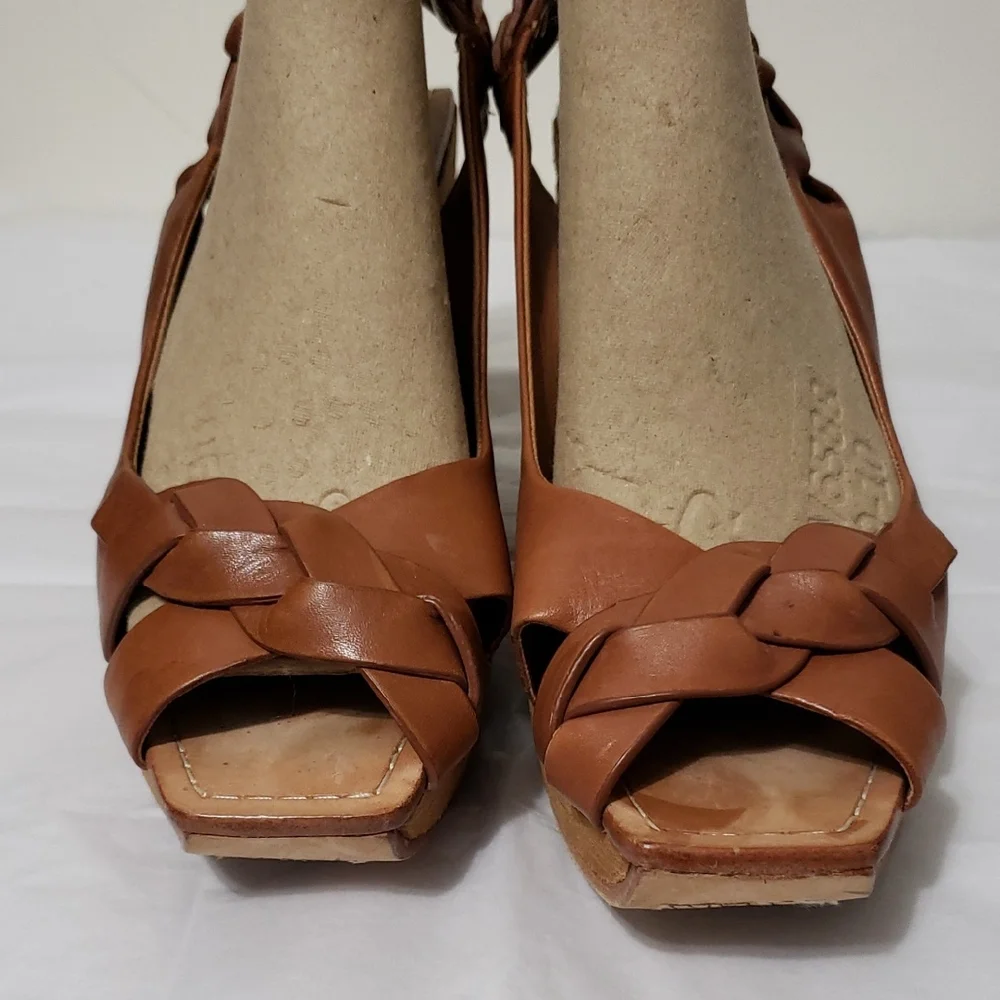 MODERN VINTAGE Martine Braided Elegant Brown Women's 39 Wedge Sandals